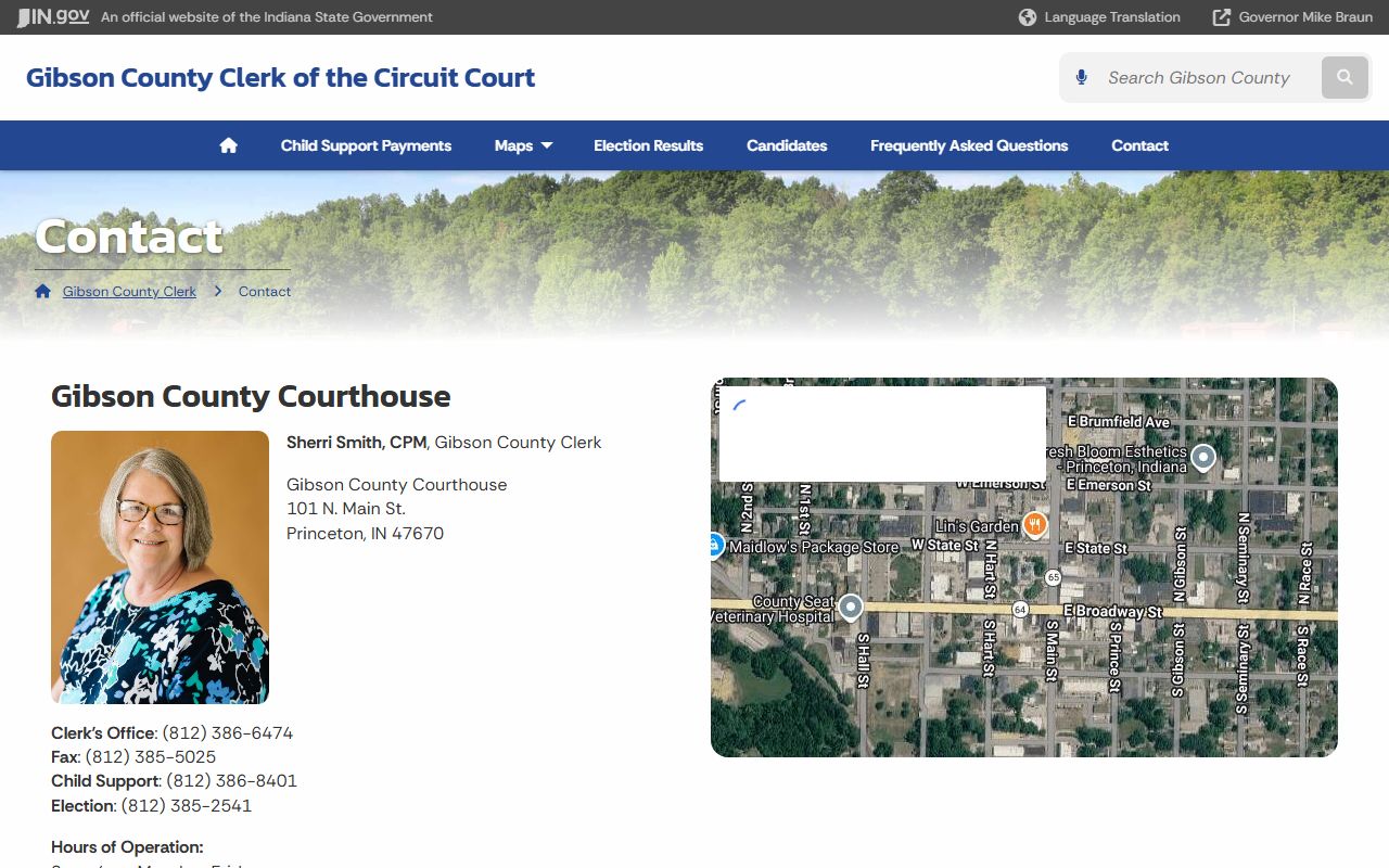 Gibson County Clerk of the Circuit Court IN.gov contact information