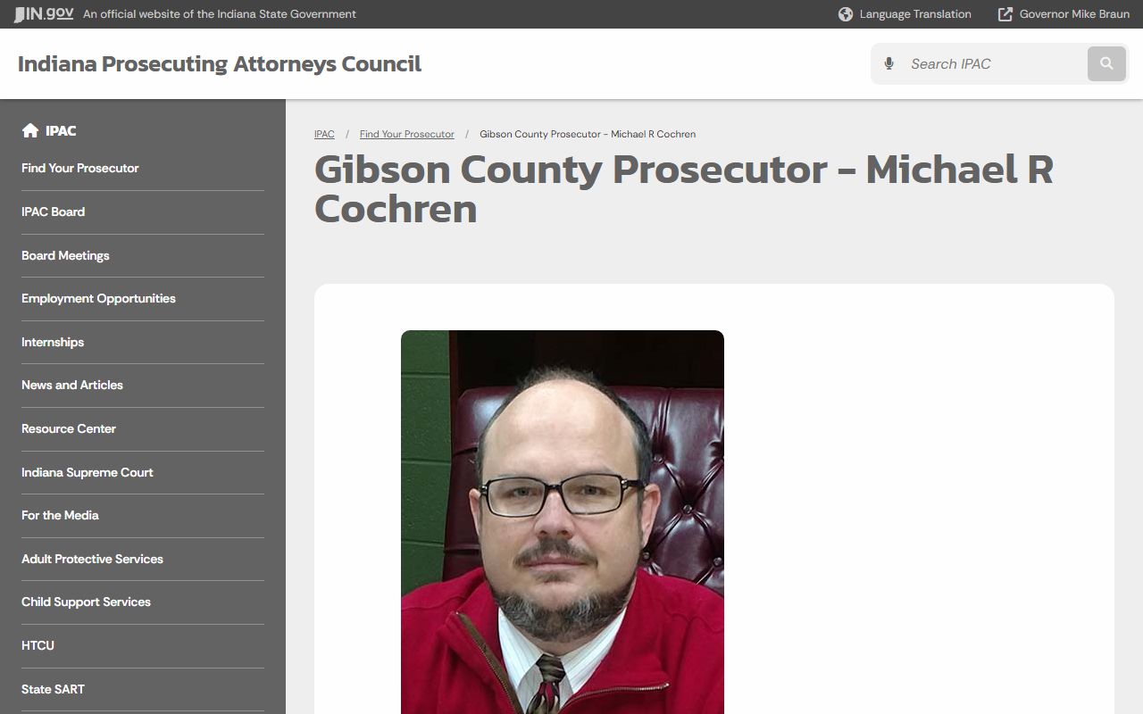 Gibson County criminal court records Indiana prosecutor profile