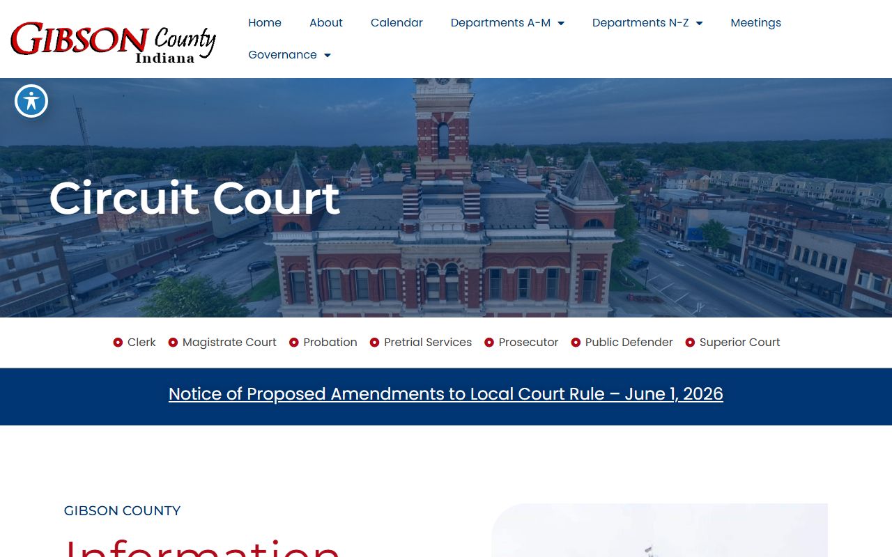 Gibson County Circuit Court and Superior Court Circuit Court page