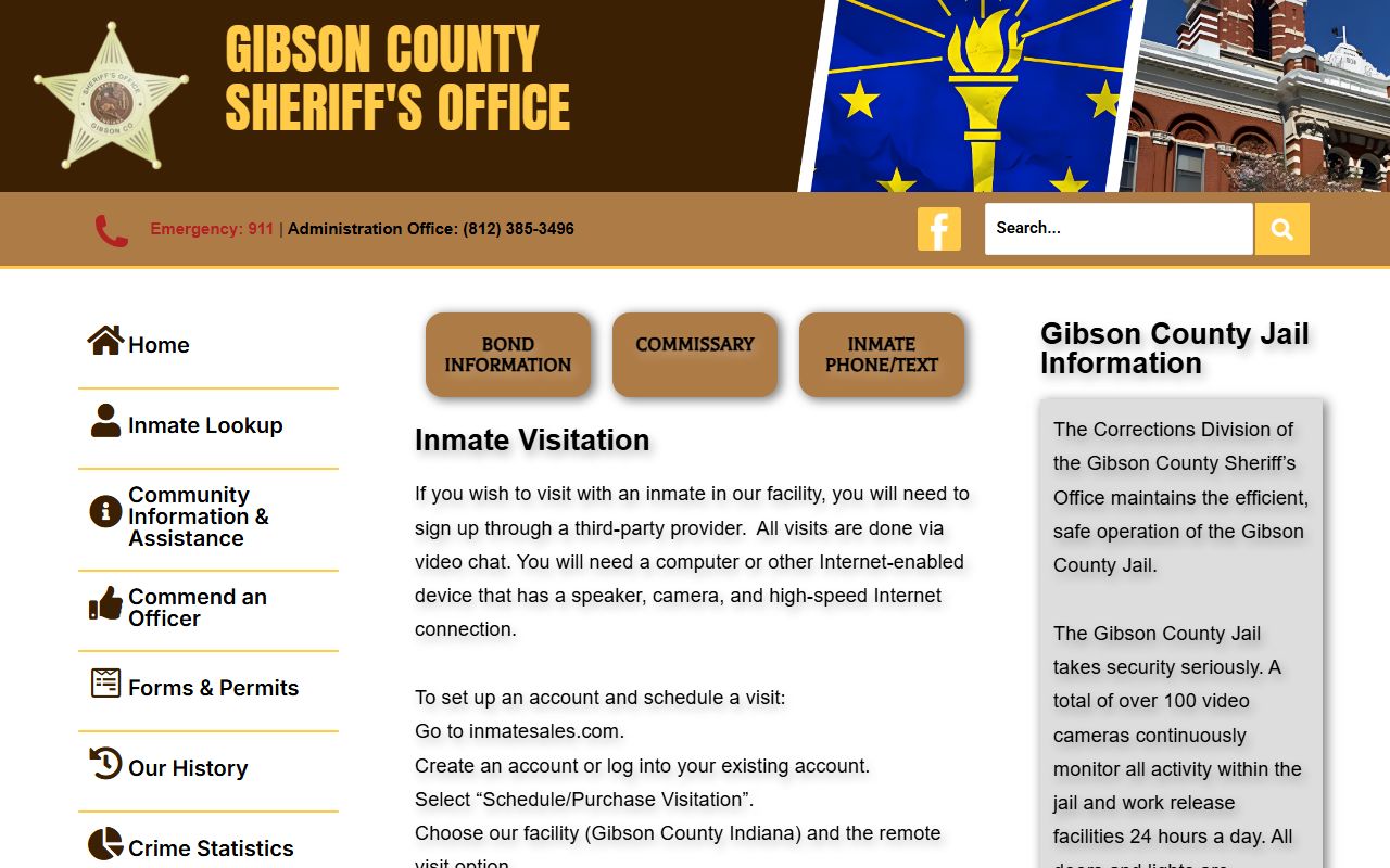 Gibson County inmate records jail information page