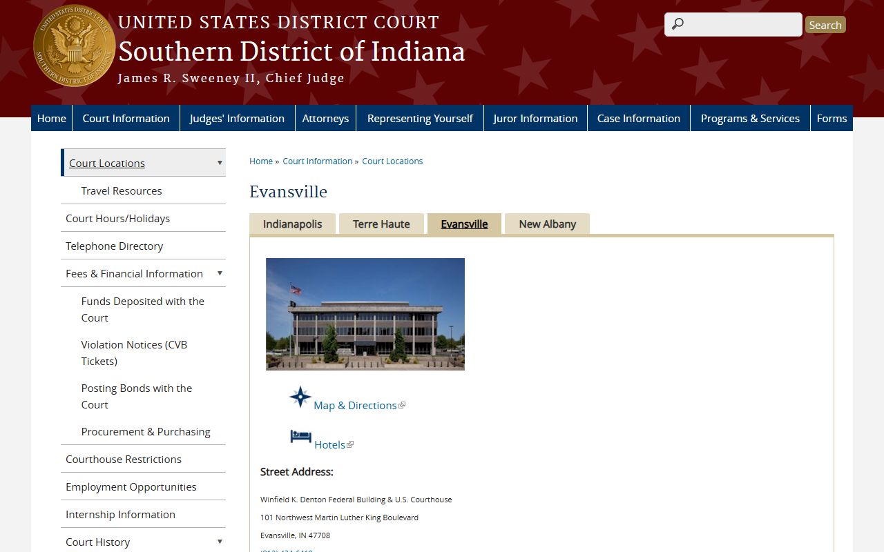 Gibson County probate records Evansville federal courthouse information