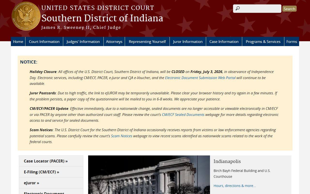 Gibson County probate records Southern District of Indiana federal court source