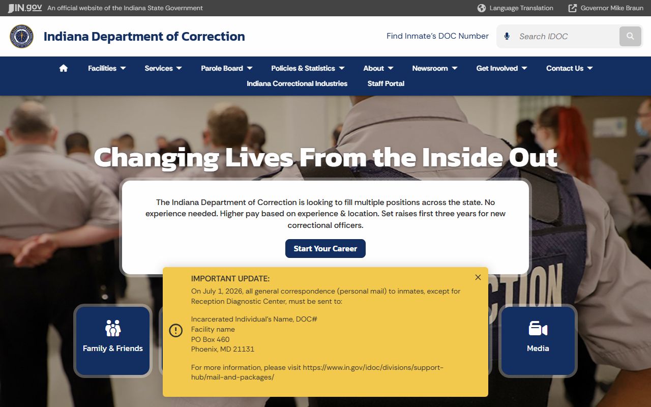 Gibson County traffic court records Indiana Department of Correction state records page