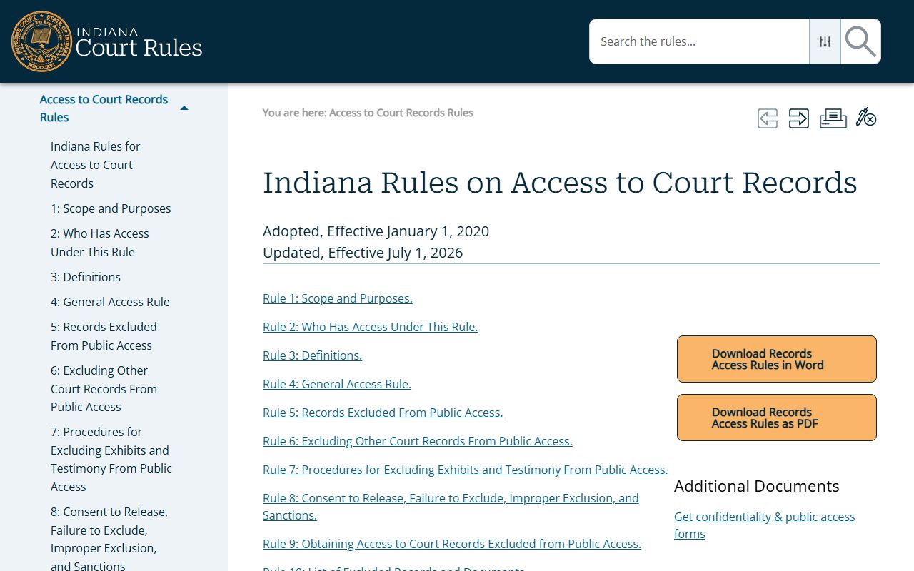 Gibson County court records Indiana access rules