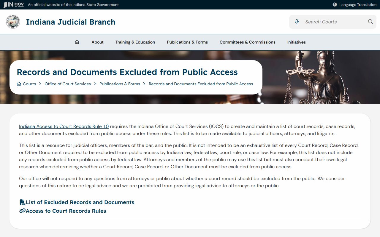 Gibson County court records excluded records list